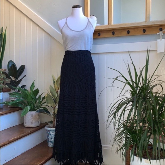 NWT Twelfth Street By Cynthia Vincent Lace Maxi Skirt/Dress in Black